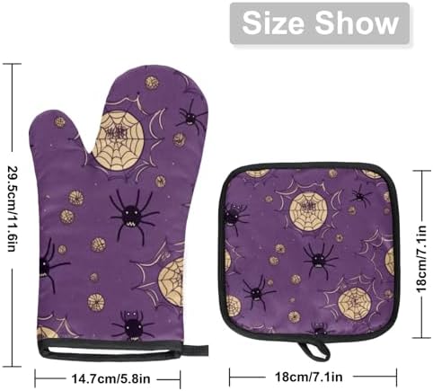 Halloween Bat Spider Webs Oven Mitts and Pot Potholders Set of 2