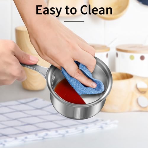 MACEVIA Mini Sauce Pan with Lid Stainless Steel for Home Kitchen
