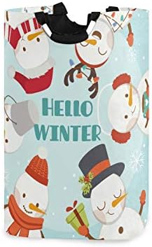 Hello Winter Cute Snowman Foldable Laundry Basket