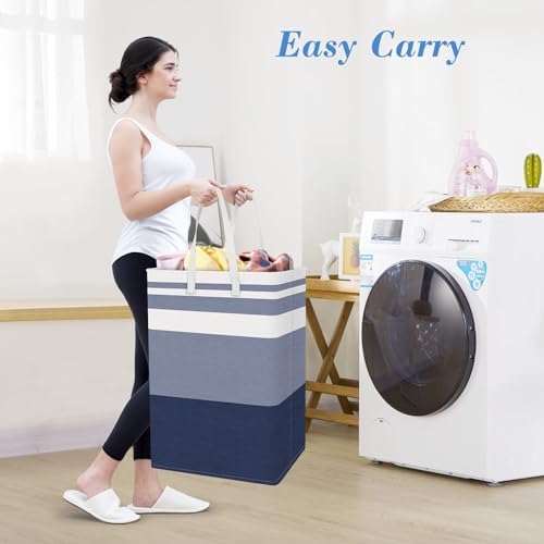 3-Pack Large Capacity Waterproof Laundry Basket with Gradient Blue