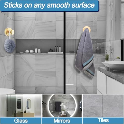 Suction Cup Hooks for Bathroom More - Gold Pack