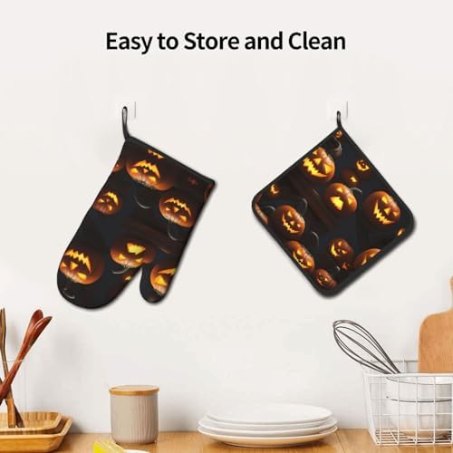 Halloween Pumpkin Oven Mitt Set