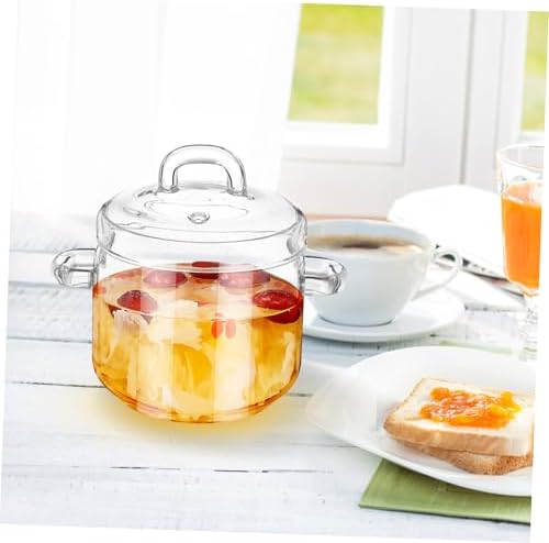 700ml Clear Glass Saucepan with Lid - Perfect for Pasta Noodles and Soups