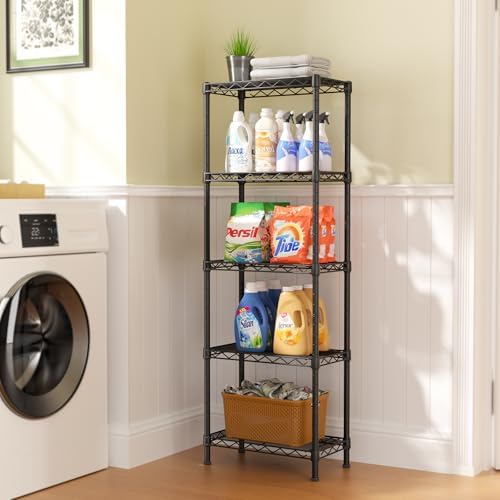 Adjustable 5-Tier Wire Shelf Metal Storage for Kitchen Bathroom