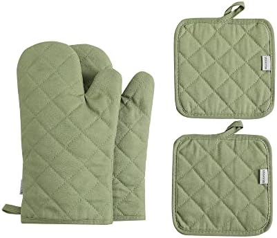 4 pc Oven Mitts and Pot Holders Set 500 Degree Heat Resistant