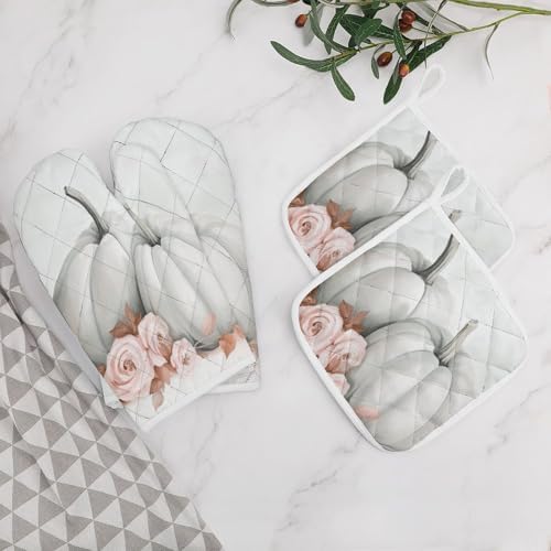 Versatile Fall Design Oven Mitts and Pot Holders Set for Kitchen Essential