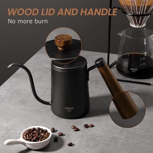 Stainless Steel Coffee Maker with Wooden Handle