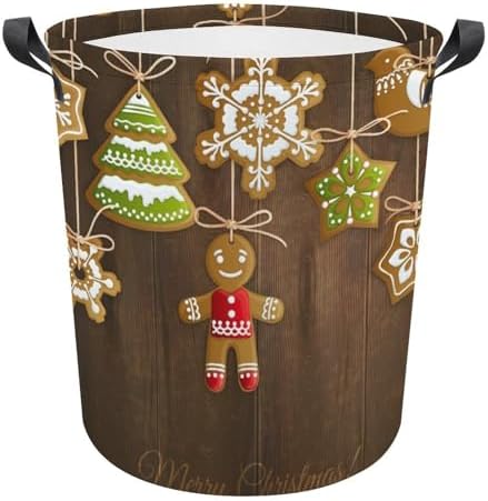 MEIKKO Christmas Gingerbread Snowflake Storage Basket - Lightweight Collapsible and Waterproof