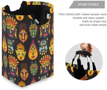 SUSIYO African Tribal Mask Collapsible Laundry Basket