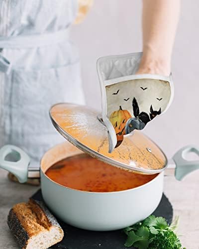 Black Cat Halloween Pot Holder Set