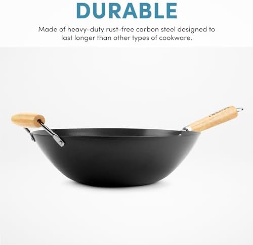 Aroma Housewares 14 Heavy-Duty Non-Stick Wok with Heat-Resistant Handles