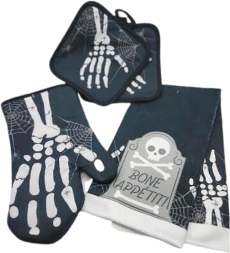 Skeleton Hand Oven Mitts 2 Pack Halloween Decor