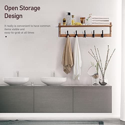 Tatub 29 Wall Hook with Shelf Rustic Storage Solution