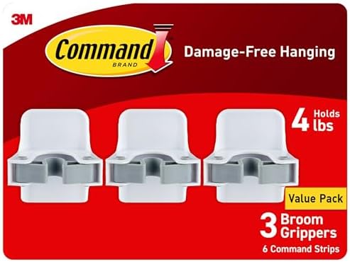 Command Broom and Mop Holder 3-Pack - Stay Clean and Organized
