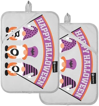 2PK Halloween Boo Gnomes Non-Slip Potholders with Pockets