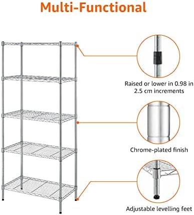 5-Shelf Adjustable Steel Storage Unit - Durable and Easy to Use