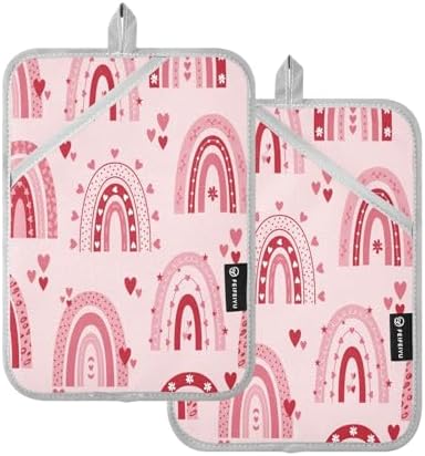 Stylish Valentines Day Heat-Resistant Pot Holder Set for Kitchen Use