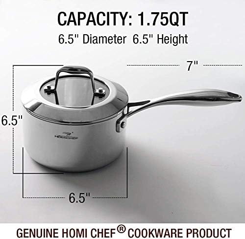 HOMICHEF Mirror-Polished Stainless Steel Saucepan