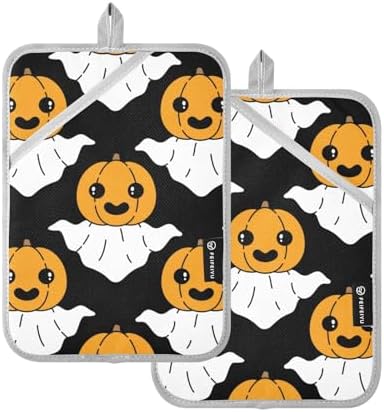 Frighteningly Funny Halloween Spooky Kitchen Potholders Set of 2