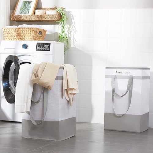 Two-Piece Collapsible Laundry Hamper for Bathroom Storage