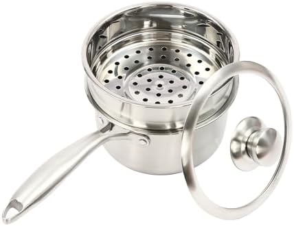 Stainless Steel Saucepan with Steamer for Cooking