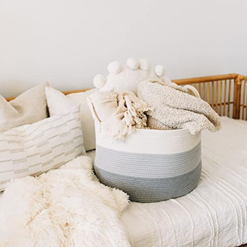 OrganisHaus Gray Extra Large Storage Basket for Kids Rooms