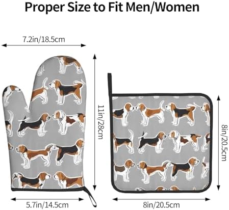 Quopvn Beagle Patterns Printed Oven Mitt Set 2-Piece