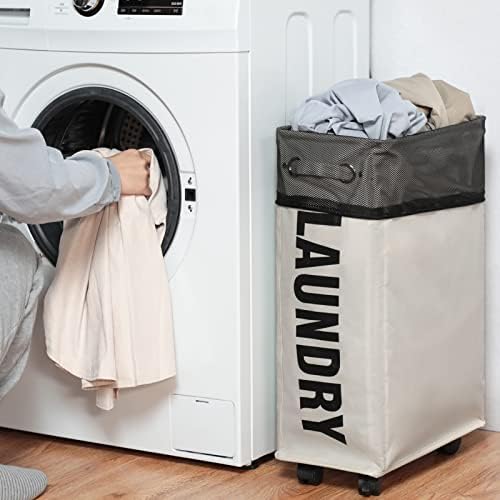 25-Inch Slim Collapsible Laundry Basket on Wheels