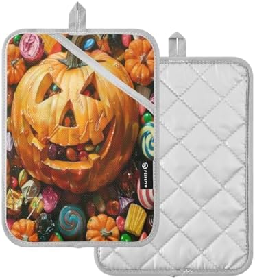 Halloween pumpkin pot holders 2-piece set