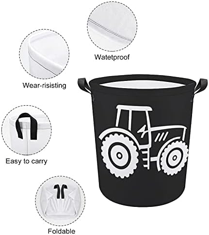 Vintage Tractor Laundry Basket Hamper Bag