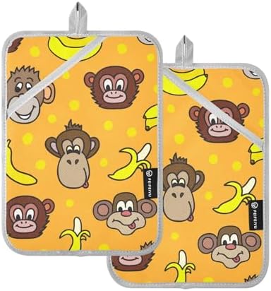 Dalzium Cute Monkeys Bananas Potholder Set of 2