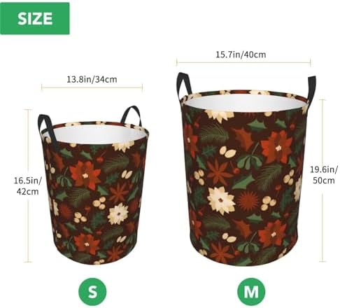 Waterproof Christmas Clothes Hamper with Handles for Laundry Room Bathroom Storage
