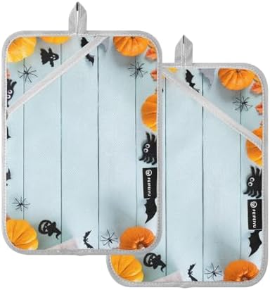 Halloween Orange Pumpkin Pot Holder Set