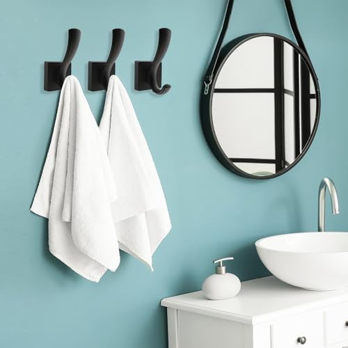 Welcome toTOFIIGREM - Heavy Duty Black Towel Hook for Bathroom Coats Key Hangers