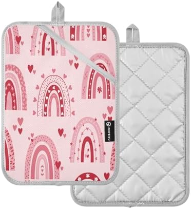 Stylish Valentines Day Heat-Resistant Pot Holder Set for Kitchen Use