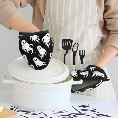 Halloween Ghost Mini Silicone Oven Mitts Heat-Resistant Safe for Cooking