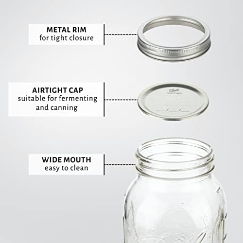 KITCHENTOOLZ Wide Mouth Mason Jars Set of 2