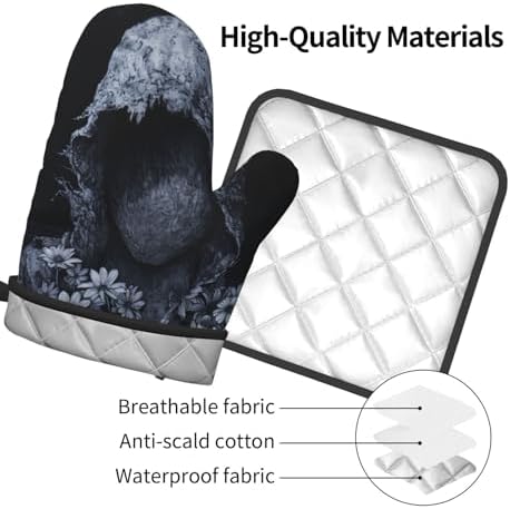 Spooky Ghost Potholders Oven Mitts Set