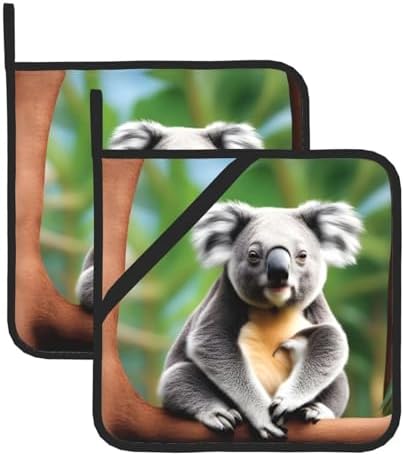 Funny Koalas Potholders BBQ Pot Holders Heat-Resistant with 2-Pack