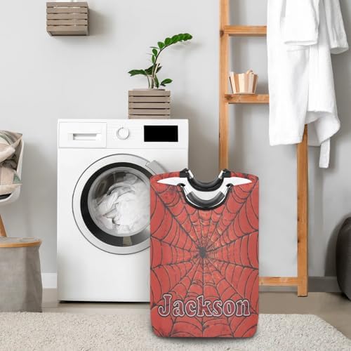 RIRIX Red Spider Web Personalized Laundry Basket with Handles