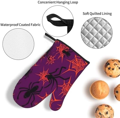 Scary Halloween Spider Web Oven Mitts Set of 3 with Pot Holders