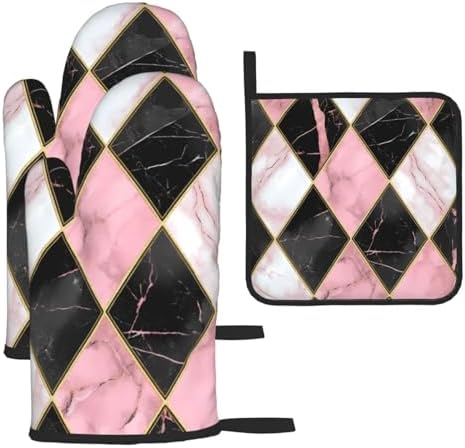 Oven Mitts Pots Holders Set Heat-Resistant Gloves for Grilling Baking