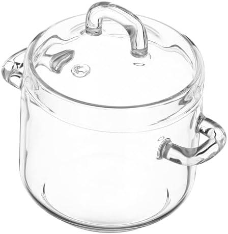 700ml Clear Glass Saucepan with Lid - Perfect for Pasta Noodles and Soups