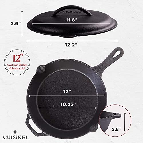 Perfect 12-inch Cast Iron Skillet for Grill Fry and More