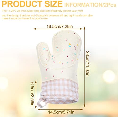 Set of 2 Silicone Oven Mitts Heat Resistant 500F