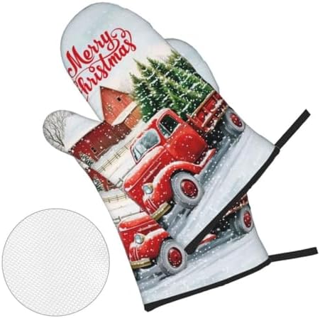 Merry Christmas 4-Piece Pot Holder Oven Mitt Set