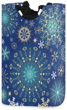 Kigai Collapsible Laundry Basket with Handles - Christmas Snowflake Design