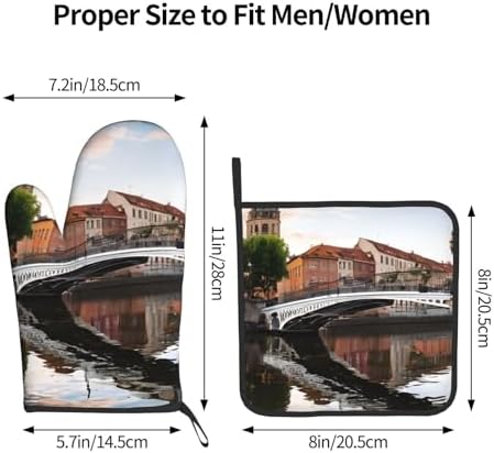 Dublin Ireland Penny Bridge Pot Holder Oven Mitt Set