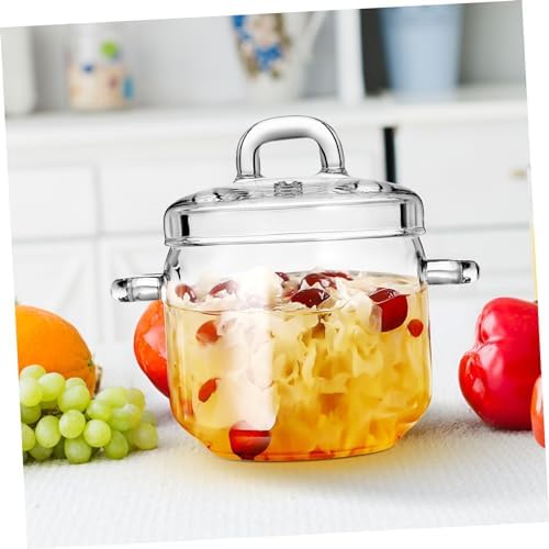 700ml Clear Glass Saucepan with Lid - Perfect for Pasta Noodles and Soups