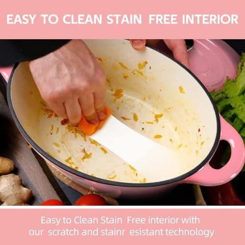 Alathote 55 Quart Enameled Cast Iron Dutch Oven with Lid